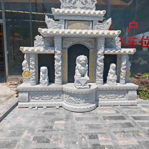 林芝芝麻白中国黑石材套墓 花岗岩墓碑